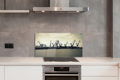 Painel de vidro Estaleiro de Gdansk Cranes River