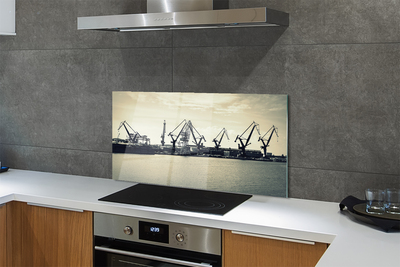 Painel de vidro Estaleiro de Gdansk Cranes River