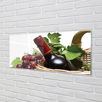 Painel de vidro Cesta de uvas e vinho