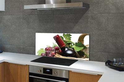 Painel de vidro Cesta de uvas e vinho