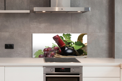 Painel de vidro Cesta de uvas e vinho