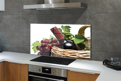 Painel de vidro Cesta de uvas e vinho