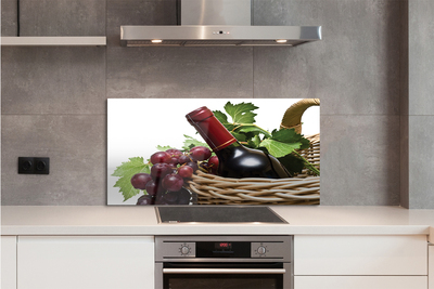 Painel de vidro Cesta de uvas e vinho