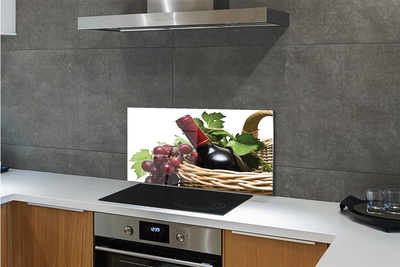 Painel de vidro Cesta de uvas e vinho