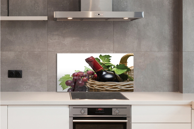 Painel de vidro Cesta de uvas e vinho