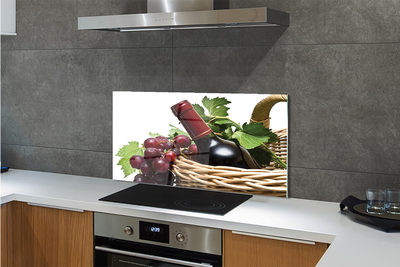 Painel de vidro Cesta de uvas e vinho