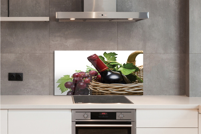 Painel de vidro Cesta de uvas e vinho