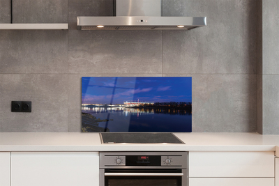 Painel de vidro Estádio noturno da ponte do Rio Varsóvia