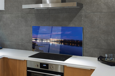 Painel de vidro Estádio noturno da ponte do Rio Varsóvia