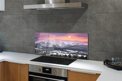 Painel de vidro Montanhas neve de inverno