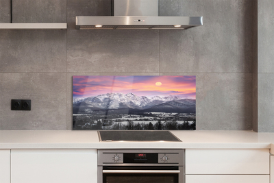 Painel de vidro Montanhas neve de inverno