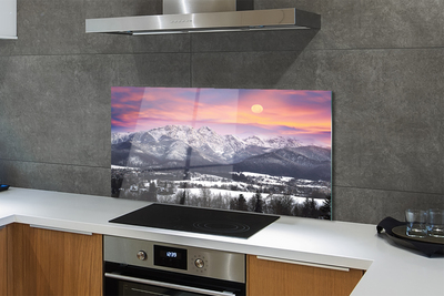 Painel de vidro Montanhas neve de inverno