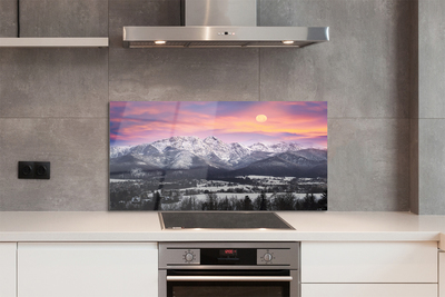 Painel de vidro Montanhas neve de inverno