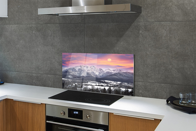 Painel de vidro Montanhas neve de inverno