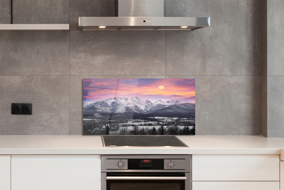 Painel de vidro Montanhas neve de inverno