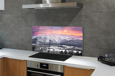 Painel de vidro Montanhas neve de inverno