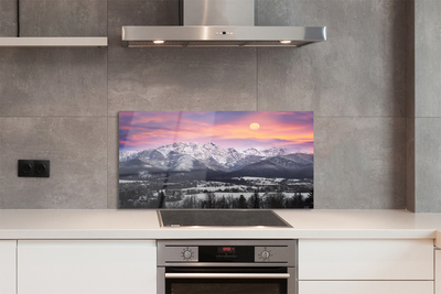 Painel de vidro Montanhas neve de inverno