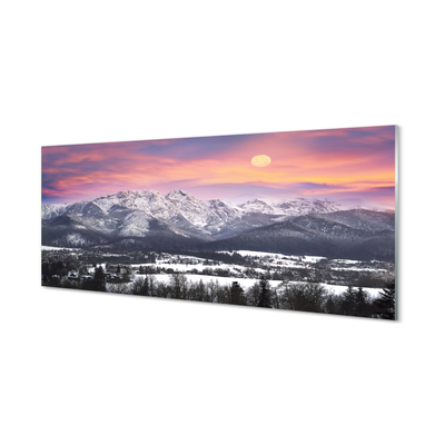 Painel de vidro Montanhas neve de inverno