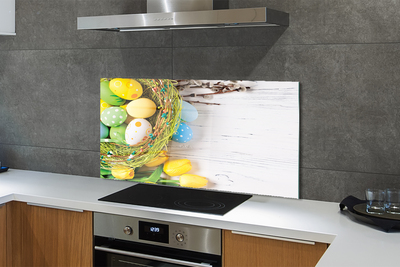 Painel de vidro Ovos, amentilhos, tulipas