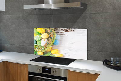 Painel de vidro Ovos, amentilhos, tulipas