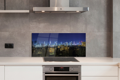 Painel de vidro Panorama noturno de Varsóvia