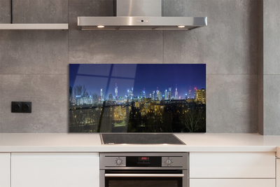 Painel de vidro Panorama noturno de Varsóvia