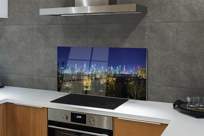 Painel de vidro Panorama noturno de Varsóvia