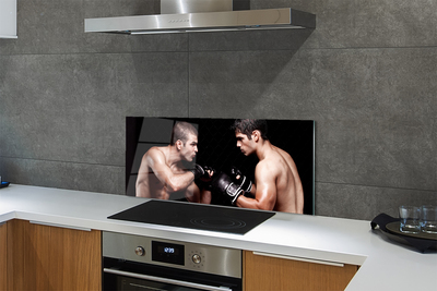 Painel de vidro Pessoas lutam com luvas