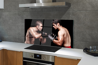 Painel de vidro Pessoas lutam com luvas