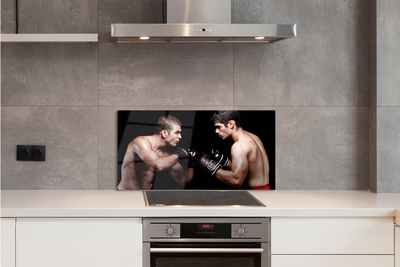 Painel de vidro Pessoas lutam com luvas