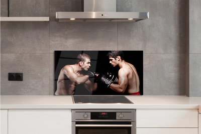 Painel de vidro Pessoas lutam com luvas