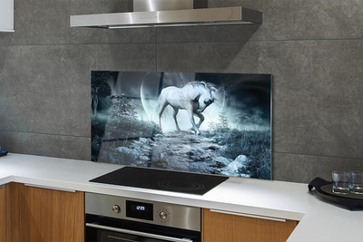 Painel de vidro Lua unicórnio da floresta