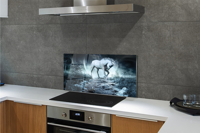 Painel de vidro Lua unicórnio da floresta