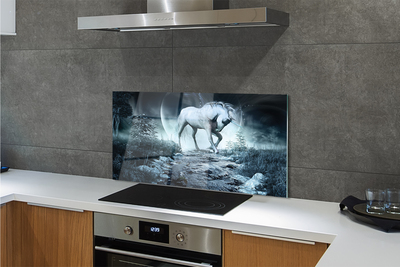 Painel de vidro Lua unicórnio da floresta