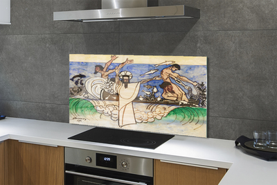 Painel de vidro Esboce Jesus o Mar