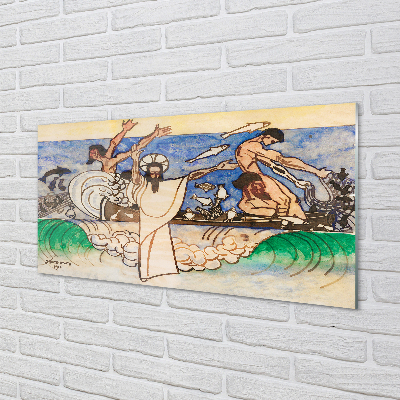 Painel de vidro Esboce Jesus o Mar