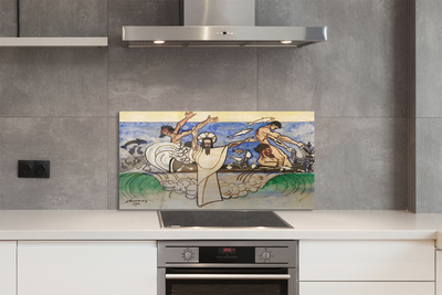 Painel de vidro Esboce Jesus o Mar