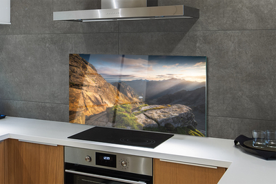 Painel de vidro Nascer do sol na montanha