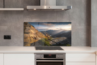 Painel de vidro Nascer do sol na montanha