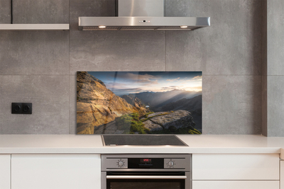 Painel de vidro Nascer do sol na montanha