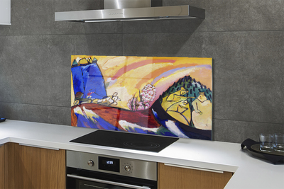 Painel de vidro Arte abstrata de paisagens rurais