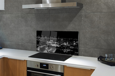 Painel de vidro Panorama de Varsóvia: arranha-céus noturnos