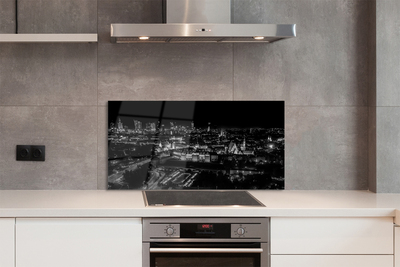 Painel de vidro Panorama de Varsóvia: arranha-céus noturnos