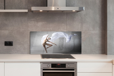 Painel de vidro Mulher dançando com pano branco