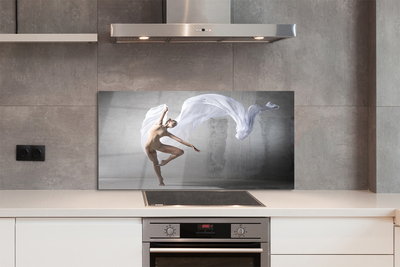 Painel de vidro Mulher dançando com pano branco