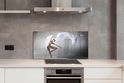 Painel de vidro Mulher dançando com pano branco