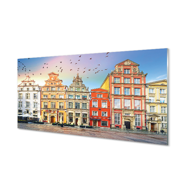 Painel de vidro Edifícios do centro histórico de Gdansk