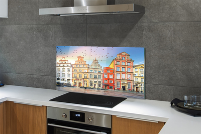 Painel de vidro Edifícios do centro histórico de Gdansk