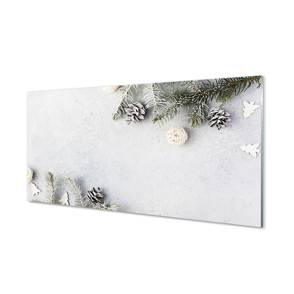 Painel de vidro Galhos de pinha