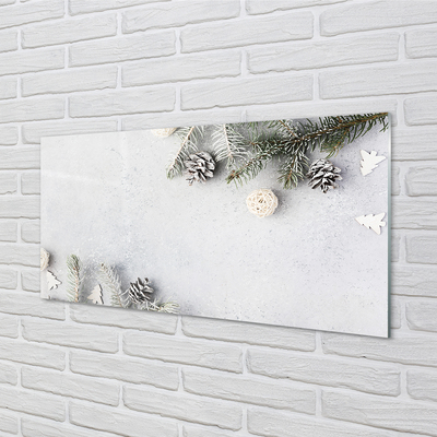 Painel de vidro Galhos de pinha